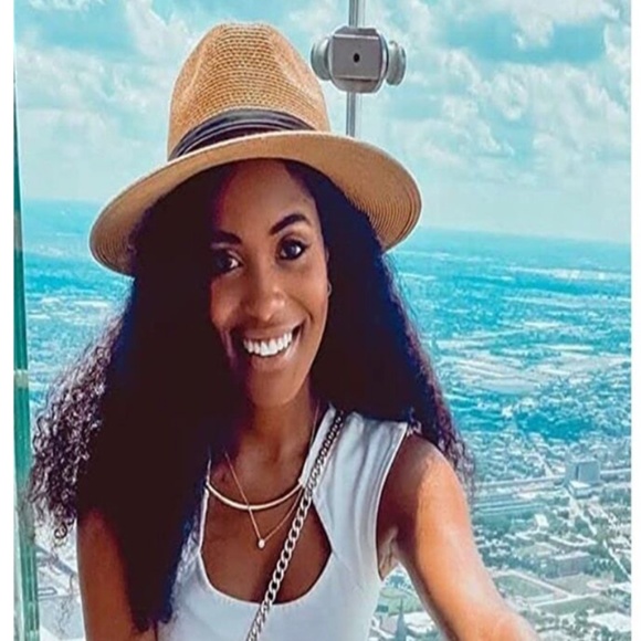 Boho Straw Sun Shielding Black Ban Wide Brim Panama Hat - Picture 4 of 4